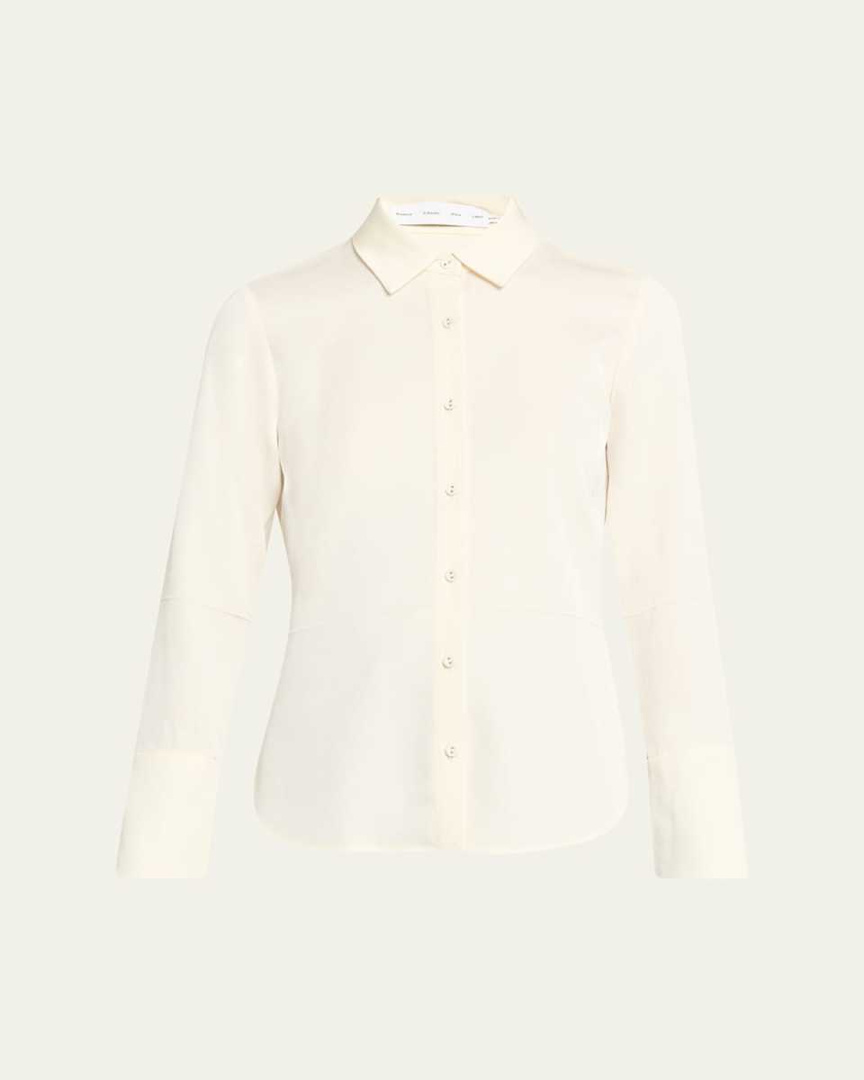 Maddi Merino Wool Twill Long-Sleeve Shirt